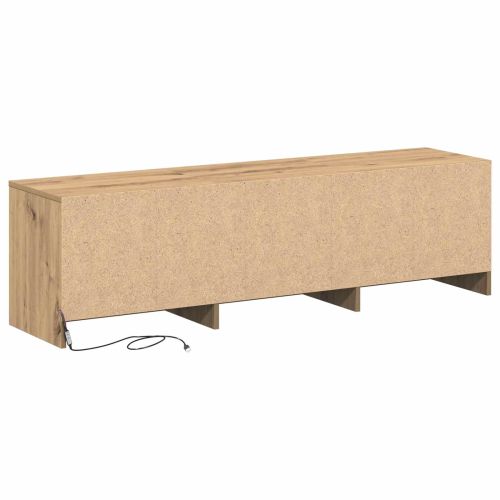 ТВ шкаф с LED с чекмедже Дъб 140 x 34 x 40 см Инженерно дърво