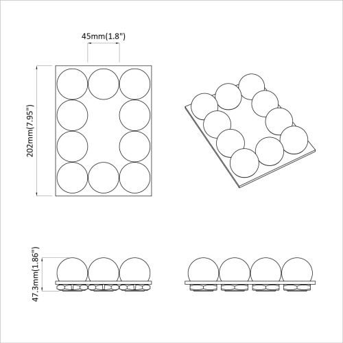 Огледални лампи с LED ленти Бяло 4,5 x 4,5 x 4,7 см Пластмаса