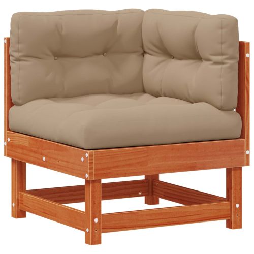 Градинен ъглов диван Масивна боровина Восъчен Кафяв