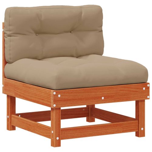 Градинен среден диван Масивна боровина Восъчен Кафяв