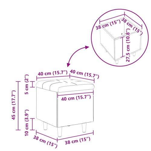 Табуретка с място за съхранение Таупе 40 x 40 x 45 cm текстил