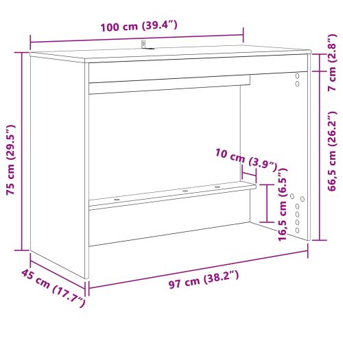 Легло с бюро Старо дърво Инженерна дървесина 100 x 45 x 75 cm