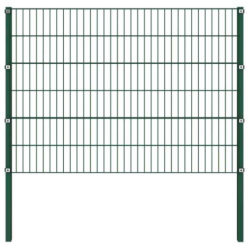 Ограден панел с железни стълбове 1730x120 см, зелен