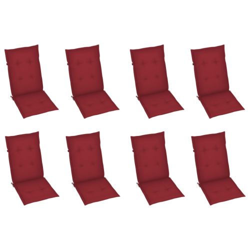 Сгъваеми градински столове с възглавници, 8 бр, акация масив