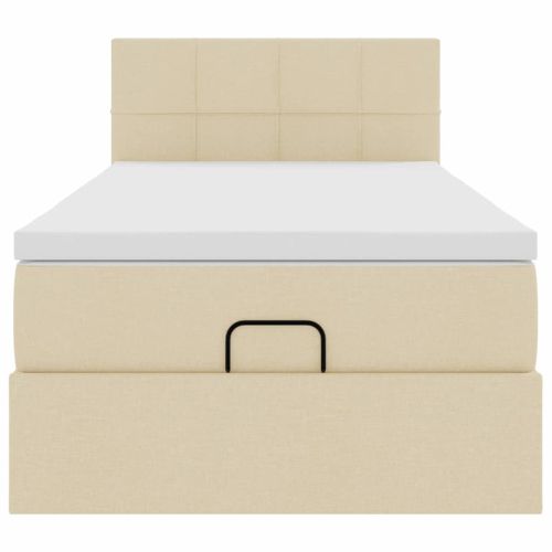 Османска легло с матрак и LED, кремаво, 90x190 см, плат