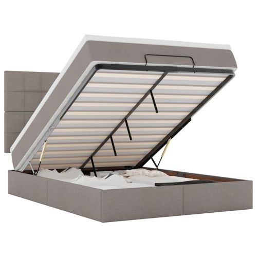 Османска легло с матрак и LED, кафяво, 140x190 см, плат