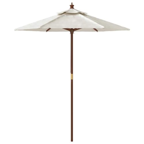 Градински чадър с дървен прът, пясъчен, 196x231 см