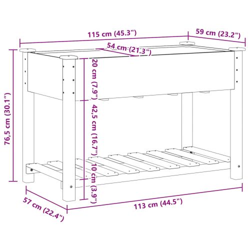 Градинска саксия Бежово 115 x 59 x 76,5 см Солидно ела дърво