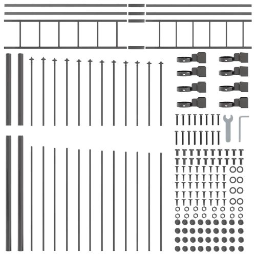 Градска ограда 7 pcs Сив 170 x 225 см Прахово боядисана стомана