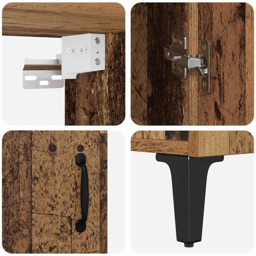 Висок шкаф 2 pcs Старо дърво Инженерно дърво