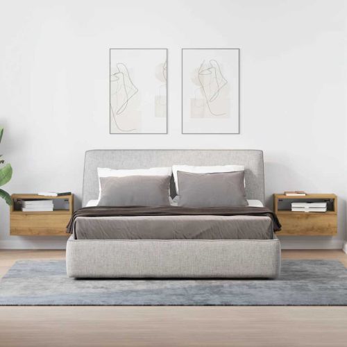 Нощни шкафчета за стенен монтаж, 2 бр, дъб артизан 45x26x28,5см