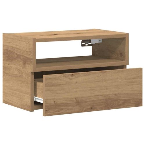 Нощни шкафчета за стенен монтаж, 2 бр, дъб артизан 45x26x28,5см