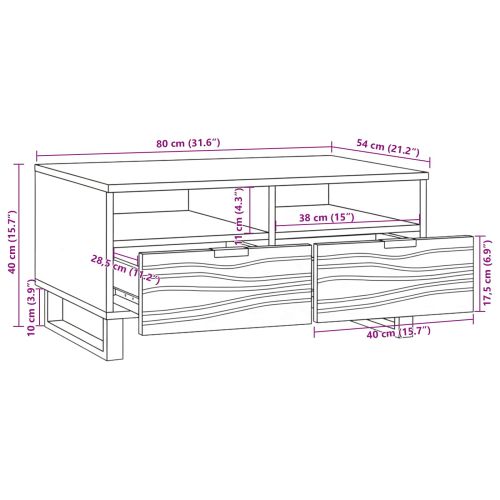 Масичка за кафе с чекмедже Кафяв и черен 80 x 54 x 40 см