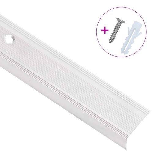 Ръбове за стъпала Г-образни 15 бр алуминий 90 см сребристи