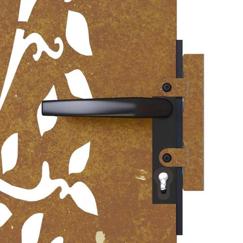 Градинска порта 85x175 см, кортенова стомана, дизайн с дърво