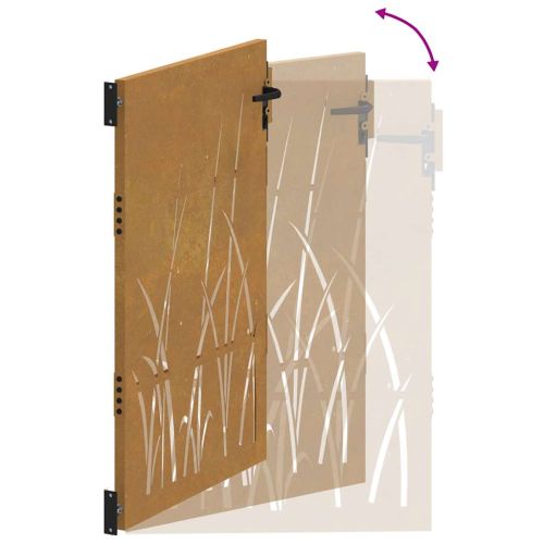 Градинска порта 85x150 см, дизайн с кортен стомана и трева