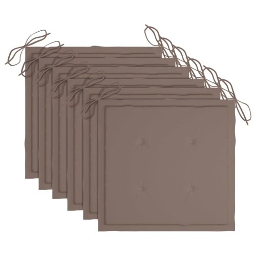 Градински столове с възглавници, 6 бр, акация масив