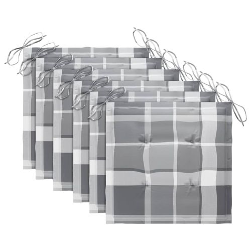 Градински столове с възглавници, 6 бр, акациево дърво масив