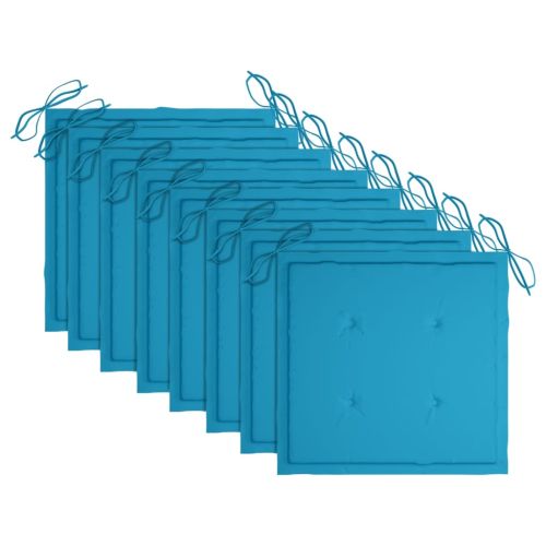 Градински столове с възглавници, 8 бр, акация масив