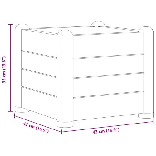 Градинска висока леха, PP, бяла, 43x43x35 см