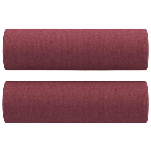 Комплект дивани 2 части с възглавници виненочервен текстил
