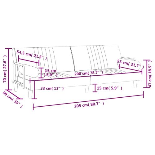 Разтегателен диван с подлакътници, син, кадифе