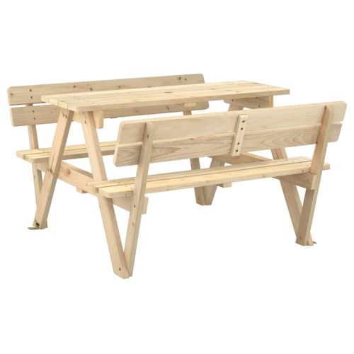 Пикник маса за 4 деца, с отвор за чадър, чамова дървесина масив