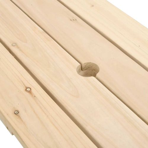 Пикник маса за 4 деца, с отвор за чадър, чамова дървесина масив