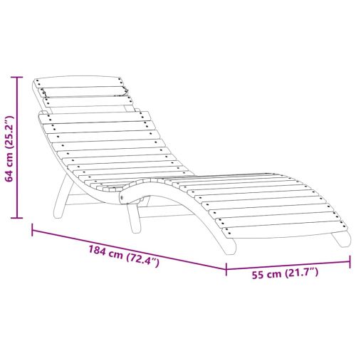 Шезлонг 2 pcs Кафяво 55 x 184 x 64 см Солидно акациево дърво