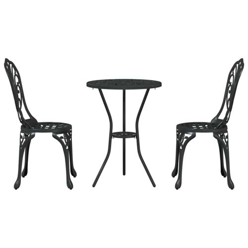 Градински бистро комплект 3 pcs Черно Алуминий