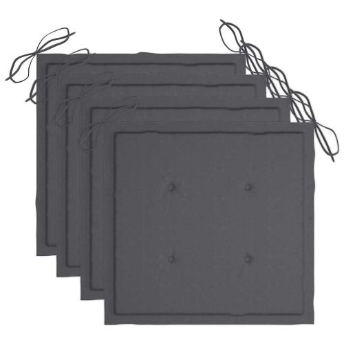 Градински столове с възглавници, 4 бр, акациево дърво масив