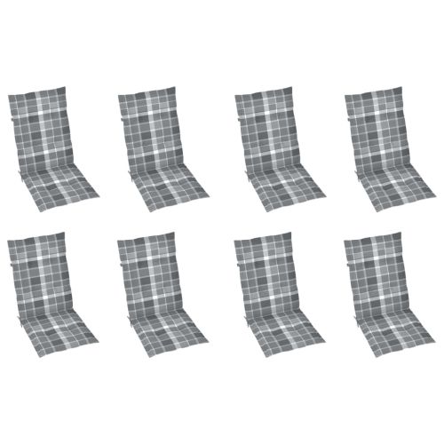 Сгъваеми градински столове с възглавници, 8 бр, акация масив