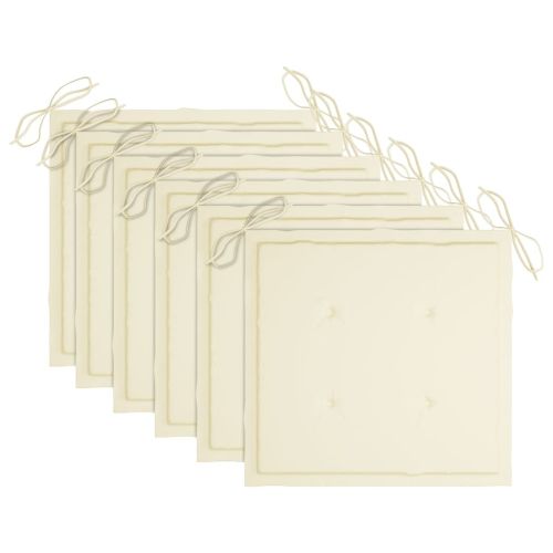 Градински столове с възглавници, 6 бр, акация масив