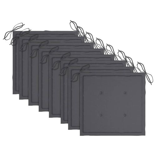 Градински столове с възглавници, 8 бр, акация масив