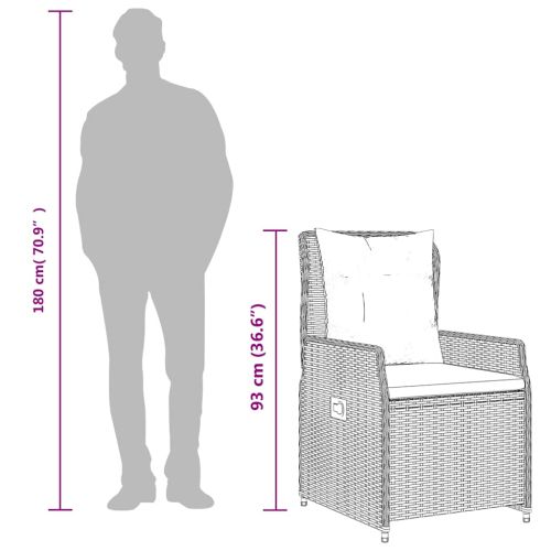 Градински трапезен комплект 7 части с възглавници сив полиратан