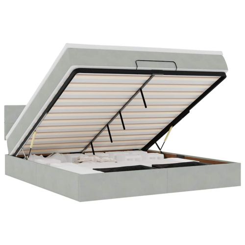 Османско легло с матрак Светло сиво 180x200 cm Кадифе