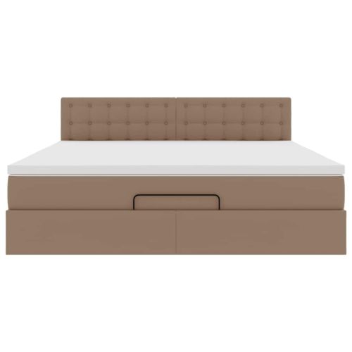 Османска легло с матраци&LED капучино 180x200см изкуствена кожа