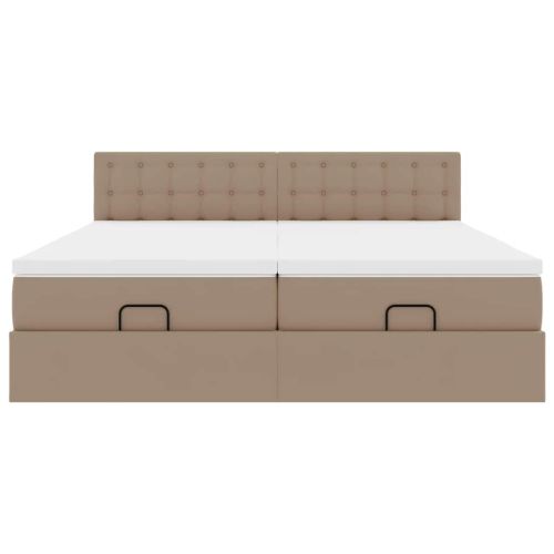 Османска легло с матраци&LED капучино 180x200см изкуствена кожа