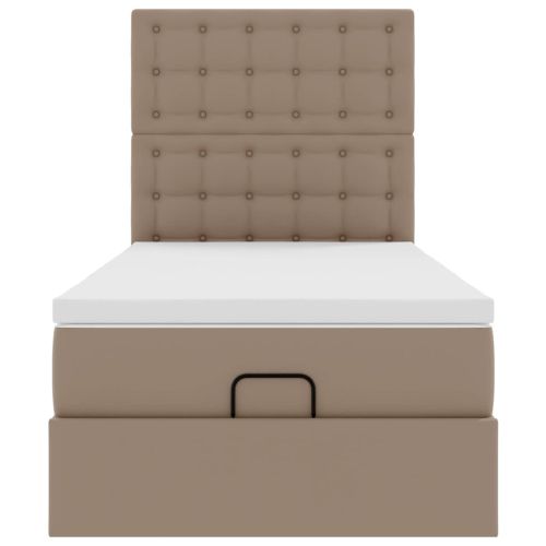 Османска легло с матрак, капучино, 90x200 см, изкуствена кожа