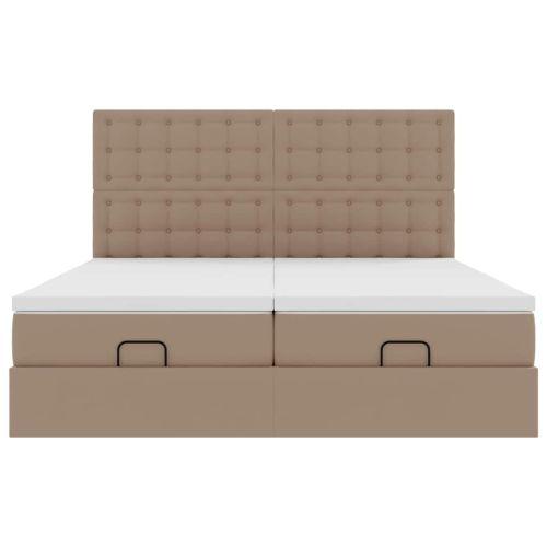 Османска легло с матраци, капучино, 180x200 см, изкуствена кожа