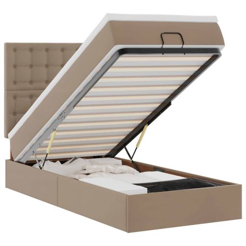 Османска легло с матрак&LED, капучино 90x190 см изкуствена кожа