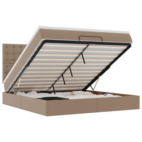 Османска легло с матрак&LED капучино 180x200 см изкуствена кожа