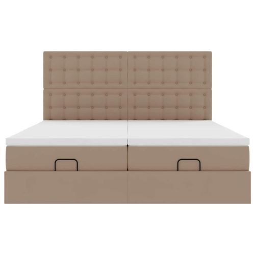 Османска легло с матраци&LED капучино 180x200см изкуствена кожа