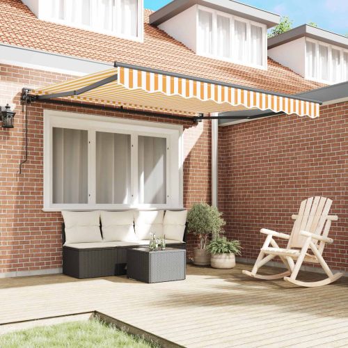 Рамка за сенник Жълт и бял 300 x 250 cm Полиестер с PU покритие