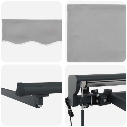 Рамка за сенник Светлосиво 300 x 250 cm Полиестер с PU покритие