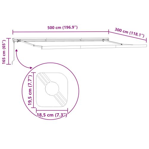 Сгъваем навес Червен и Черен 500 × 300 cm Текстил и Метал