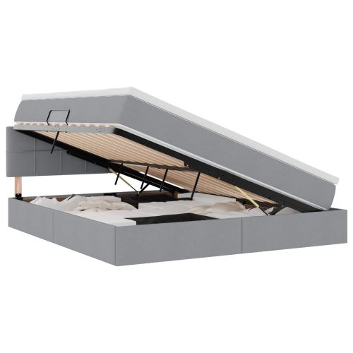 Легло с място за съхранение и матрак Светлосиво 160 x 200 cm