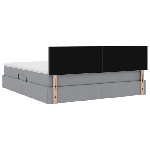 Легло с място за съхранение и матрак Светлосиво 160 x 200 cm