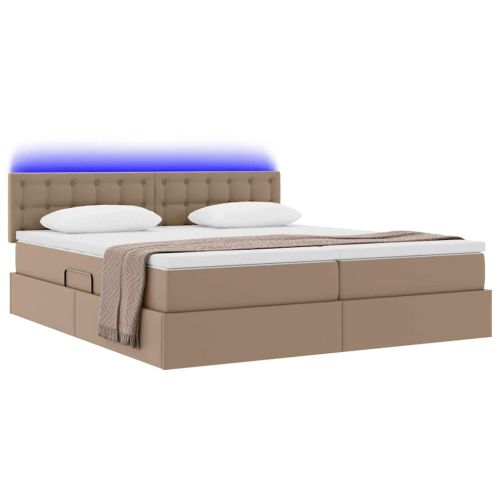 Легло с място за съхранение и LED с LED Капучино 180 x 200 cm