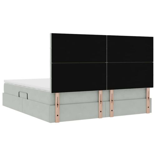 Легло с място за съхранение и матрак Светлосиво 160 x 200 cm